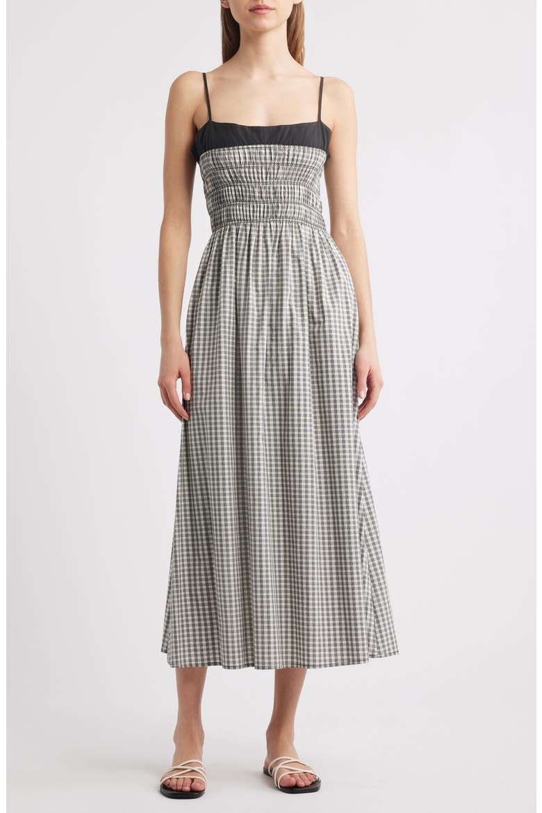 Primrose Gingham A-Line Dress, Main, color, IVORY/ JET GINGHAM