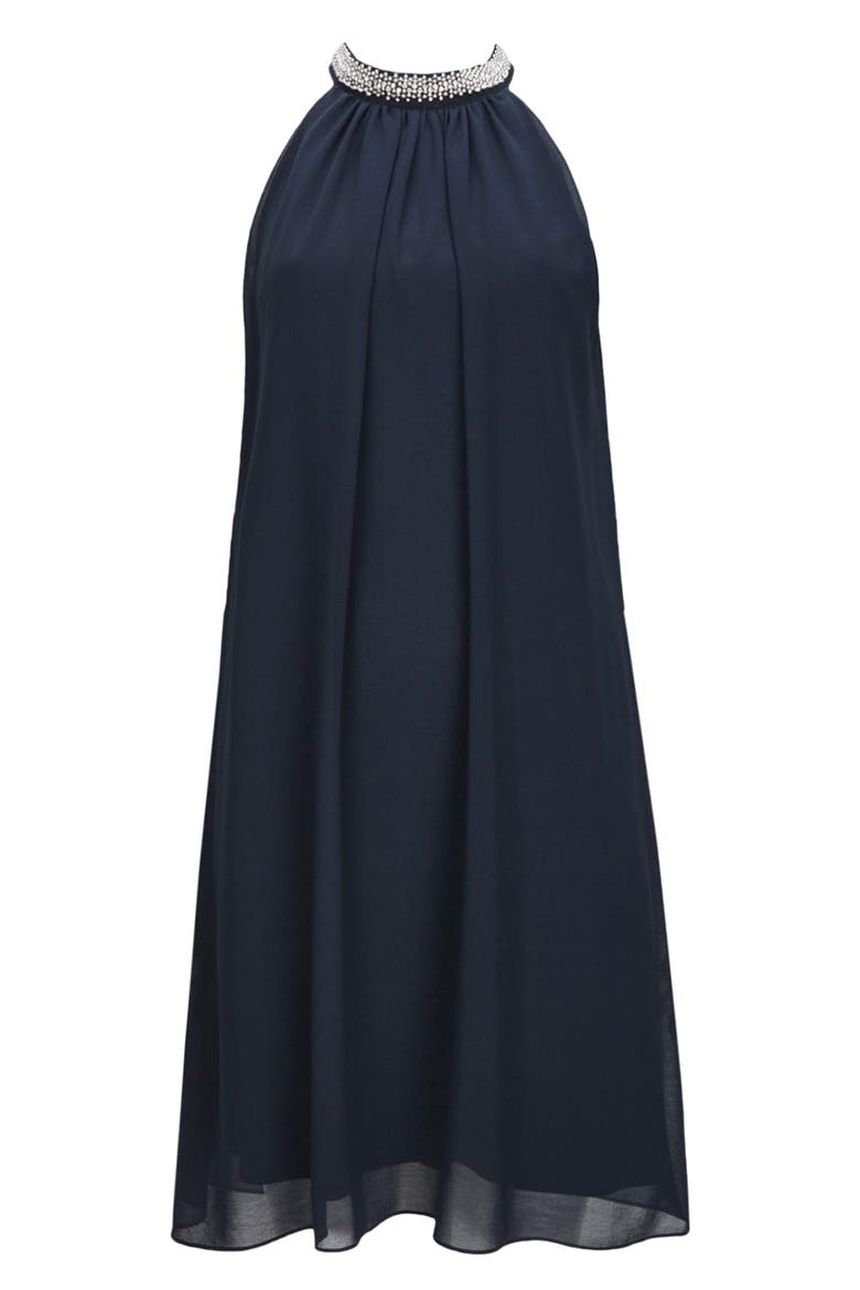 Embellished Neck Shift Dress, Alternate, color, NAVY