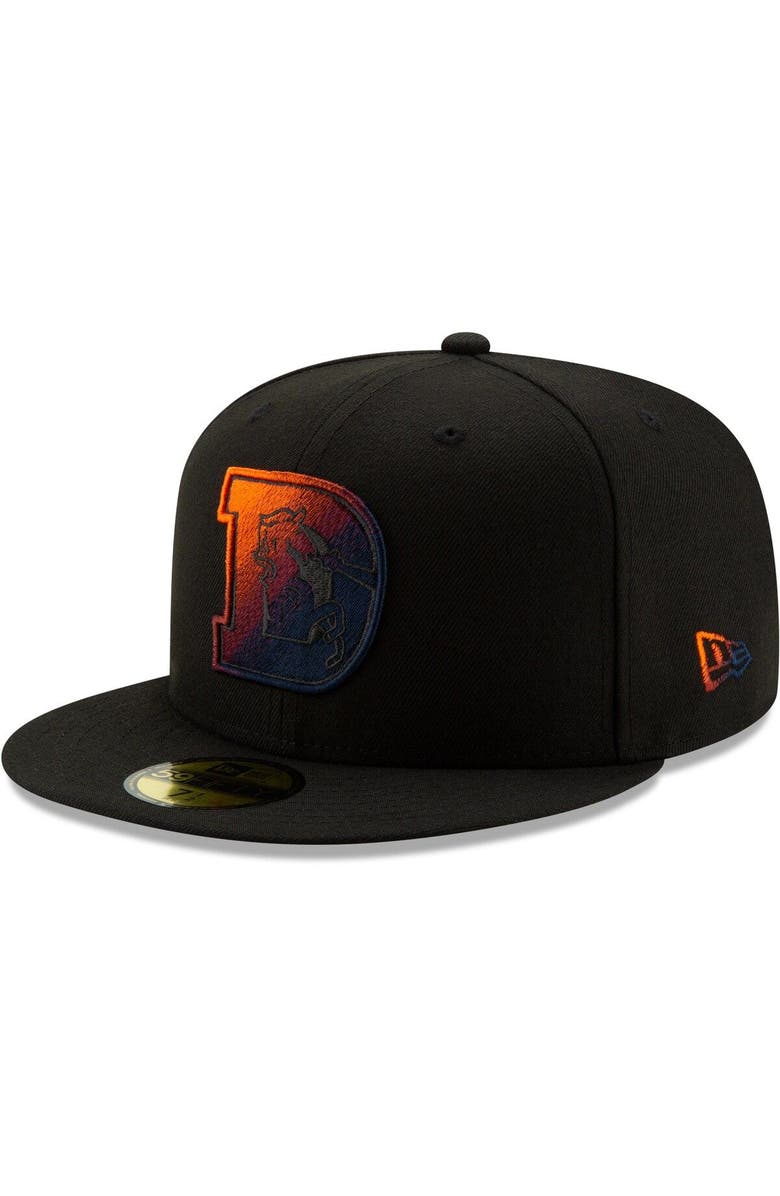 New Era Men's New Era Black Denver Broncos Historic Color Dim 59FIFTY Fitted Hat, Main, color,