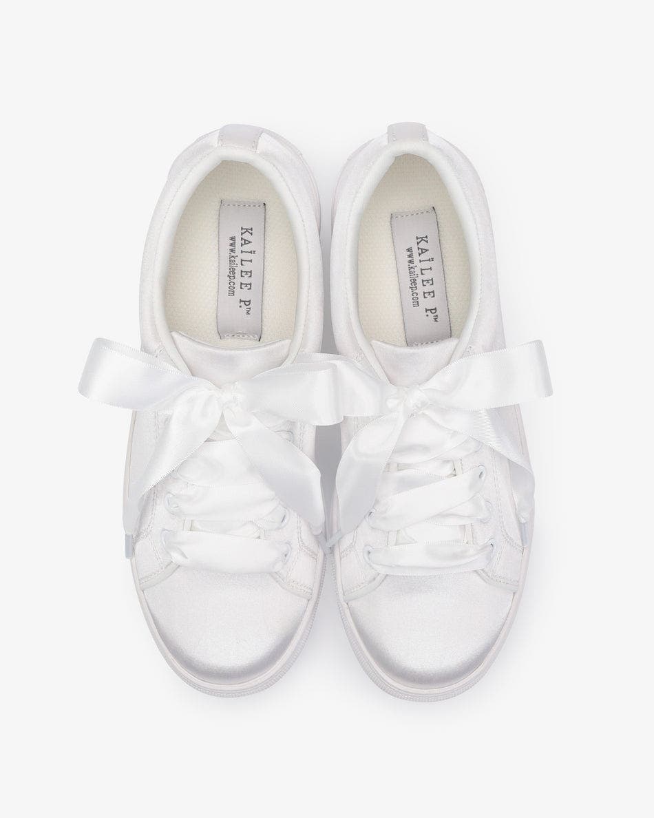 Kailee P Lucy Satin Wedding Platform Sneakers, Alternate, color, White