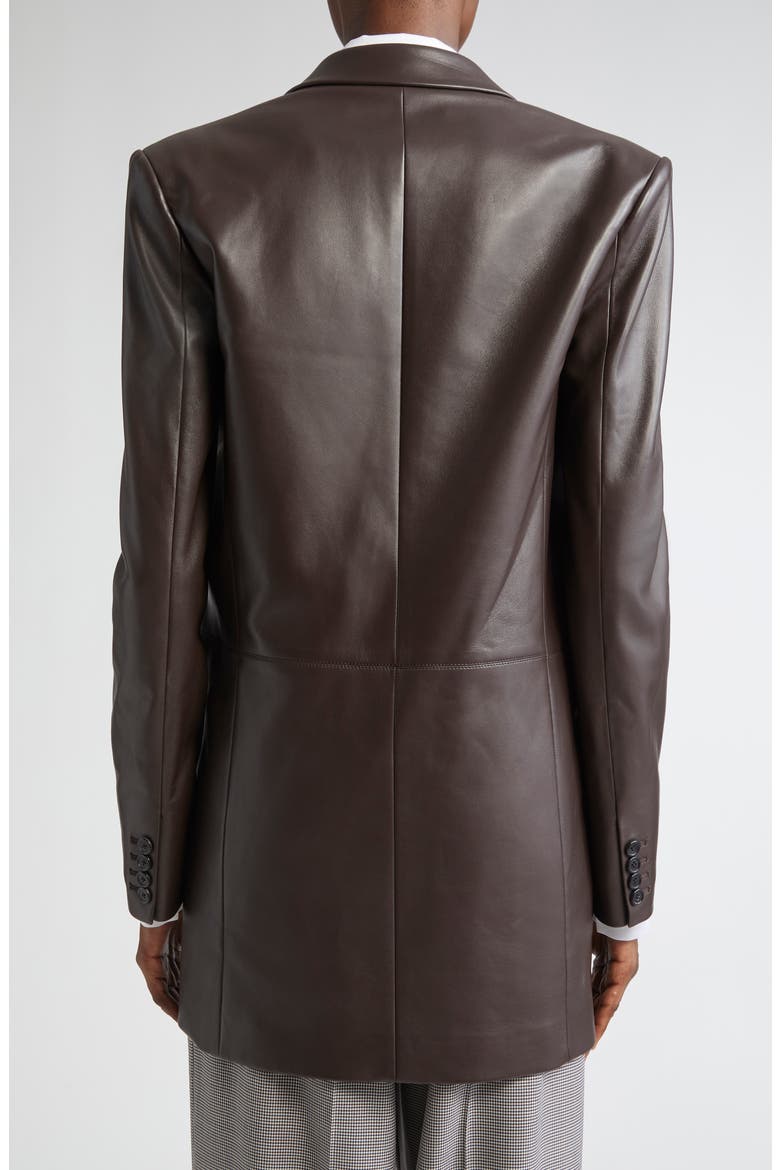 Leather Boyfreind Blazer, Alternate, color, CHOCOLATE