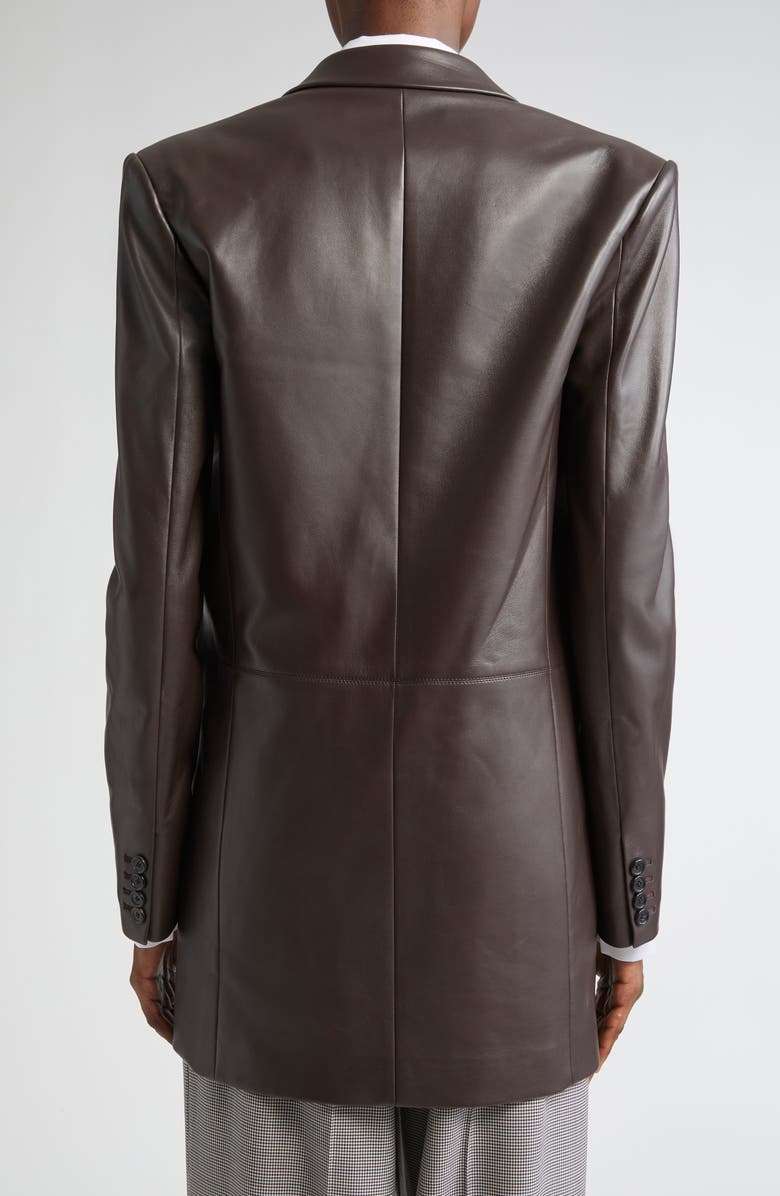 Michael Kors Collection Leather Boyfreind Blazer, Alternate, color, Chocolate