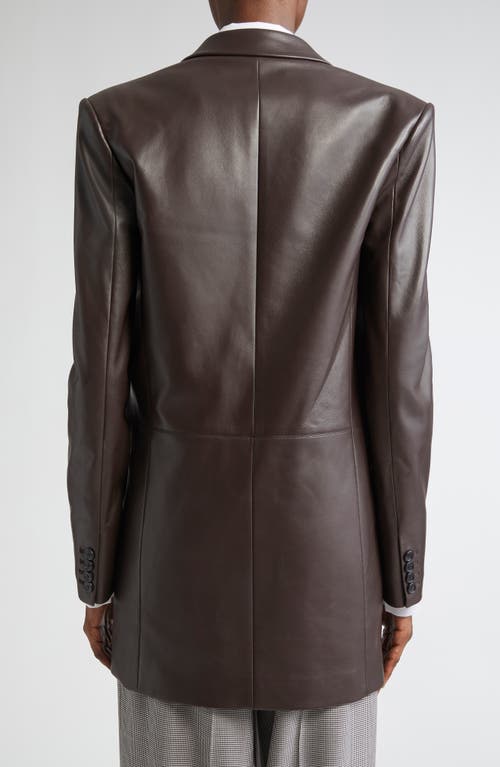 Michael Kors Collection Leather Boyfreind Blazer In Brown