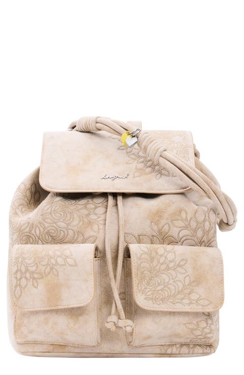 Mini Floral Embroidered Convertible Backpack
