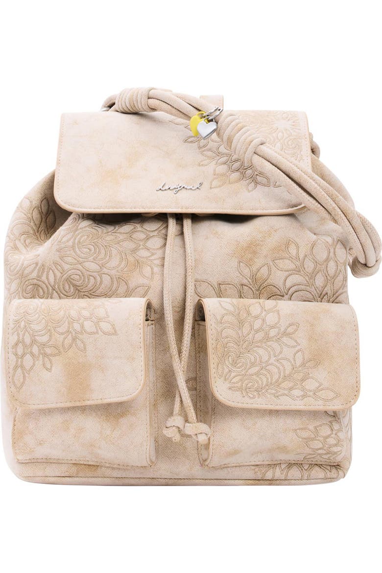 flower embroidered mini backpack Lily of the valley school canvas backpack, fabric college library book bag, 21st birthday gift for her, unique handmade gift bag 2 side water pockets and a convenient top handle that make them easy to carry Embroidered Straw Backpack Mini Floral
