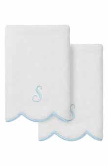 Adornia Scallop Set of 2 Personalized Hand Towels