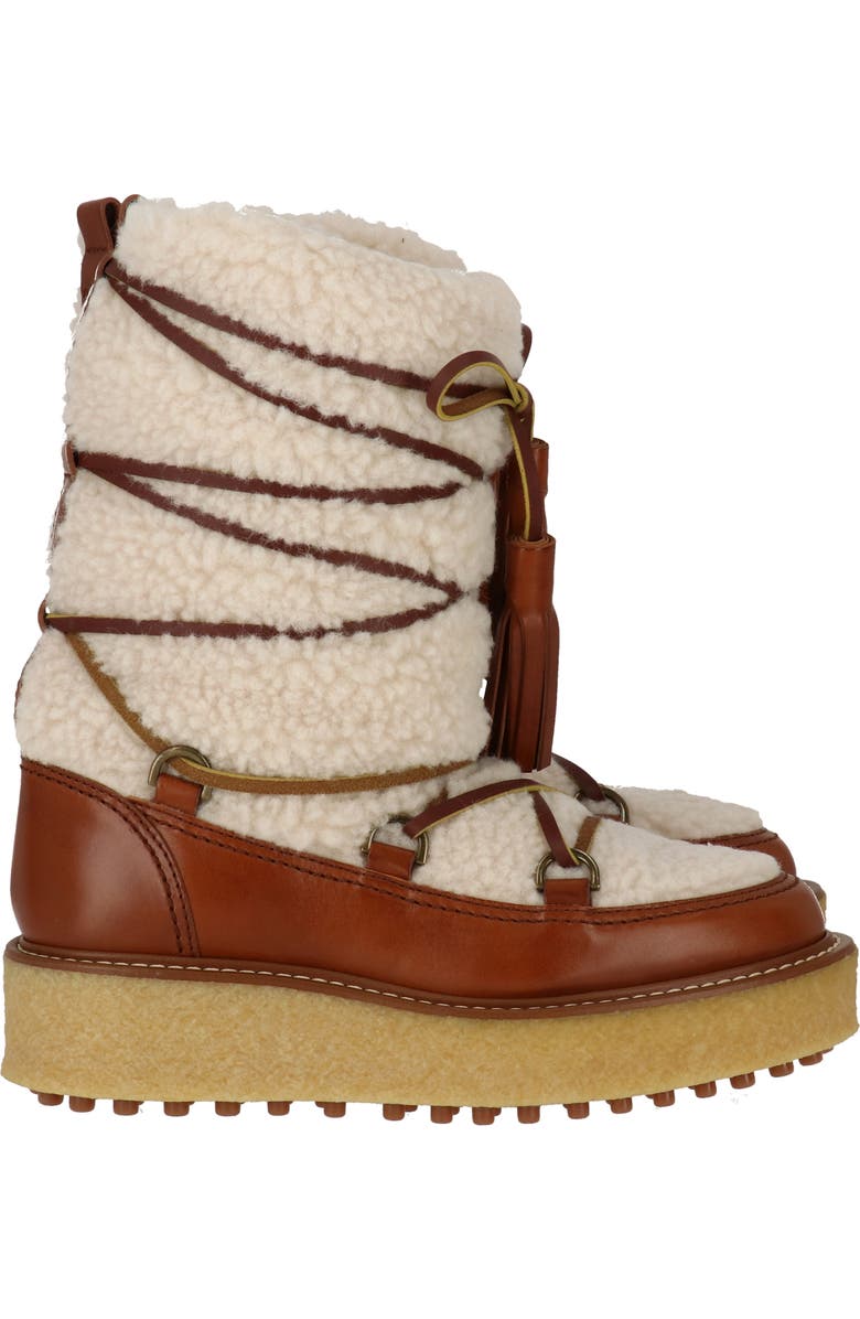 Tod's Faux Shearling & Leather Platform Boot, Alternate, color, Brown