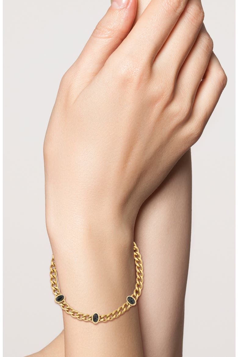 Stone Station Curb Chain Bracelet, Alternate, color, GOLD