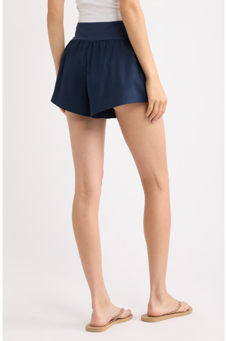 Woven Stretch Cotton Flutter Shorts, Alternate, color, NAVY