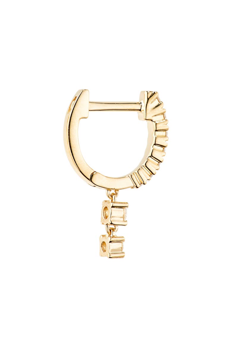 Diamond Huggie Double Drop Earrings, Alternate, color, YELLOW GOLD