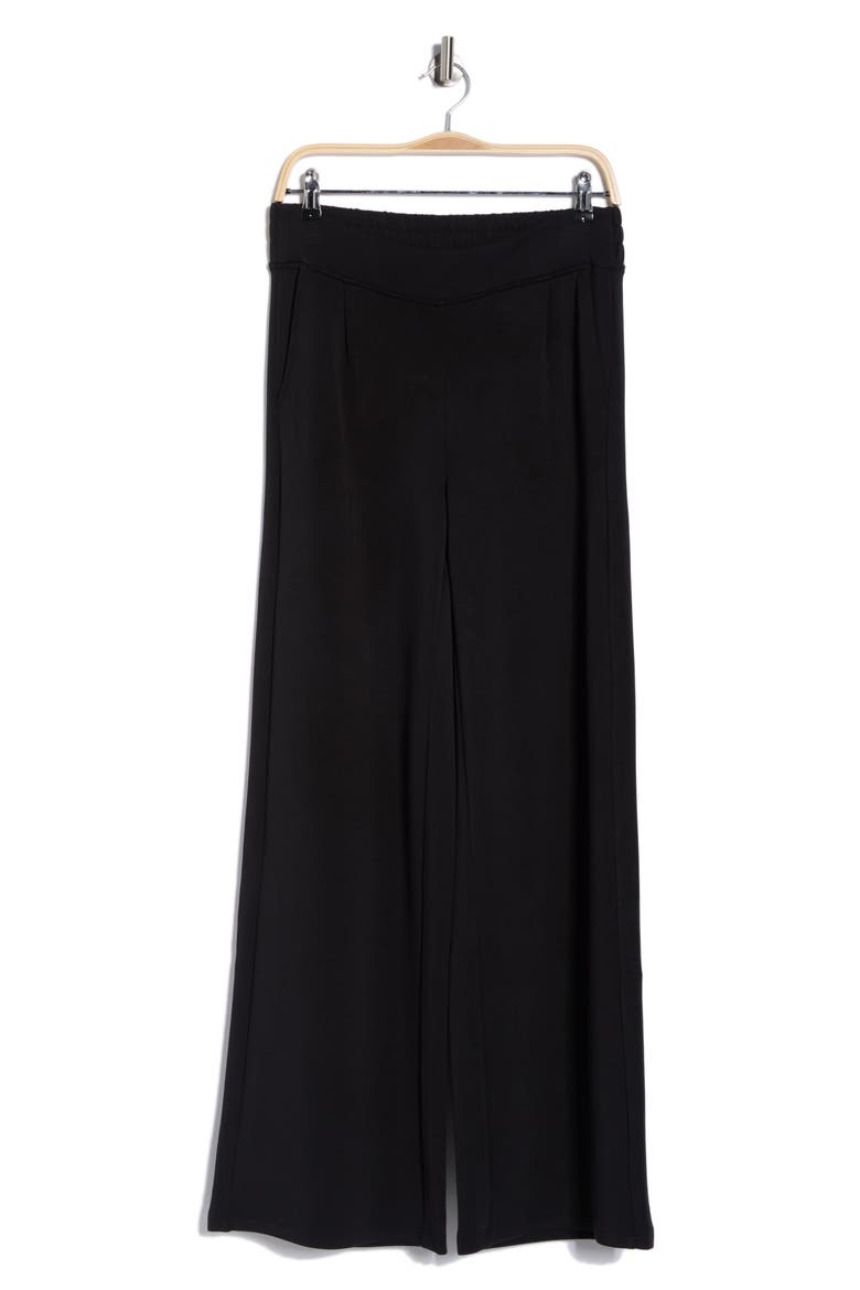 Scuba Knit Wide Leg Pants, Alternate, color, BLACK