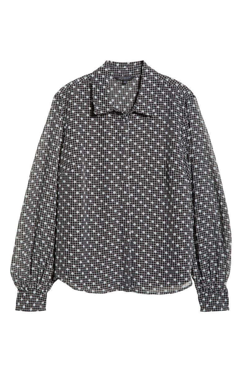 Liverpool Plaid Dobby Swiss Dot Top, Main, color, Black/ White Plaid