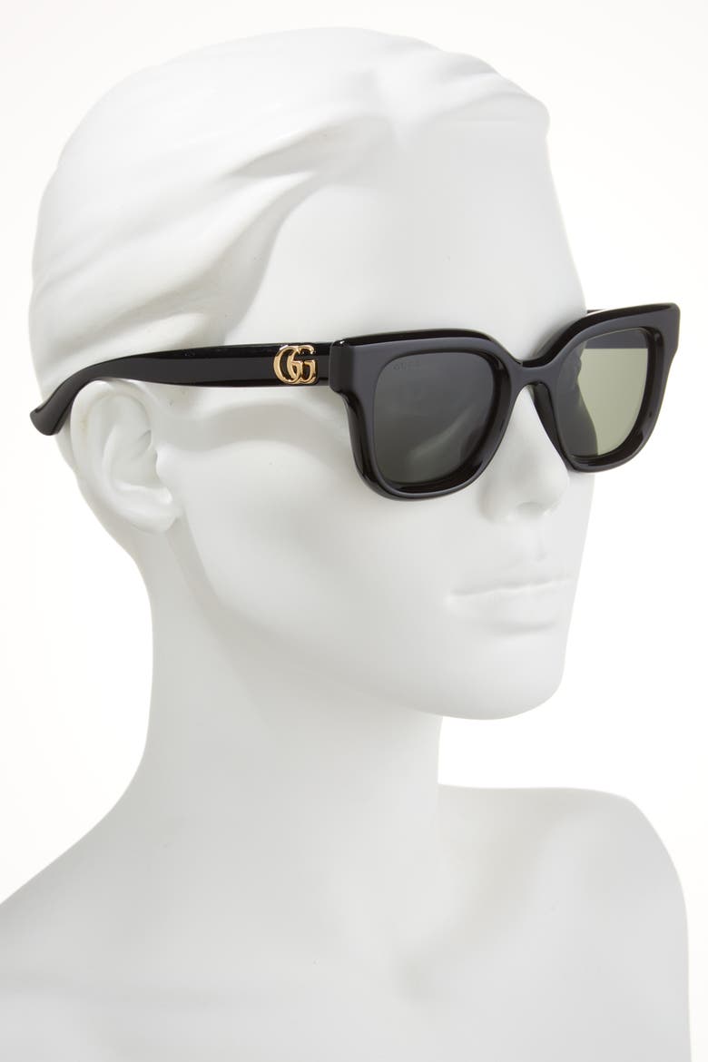 49mm Small Square Sunglasses, Alternate, color, BLACK