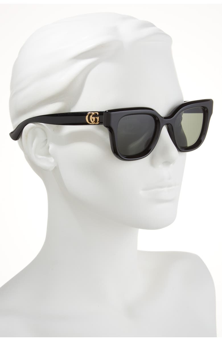 Gucci 49mm Small Square Sunglasses, Alternate, color, Black