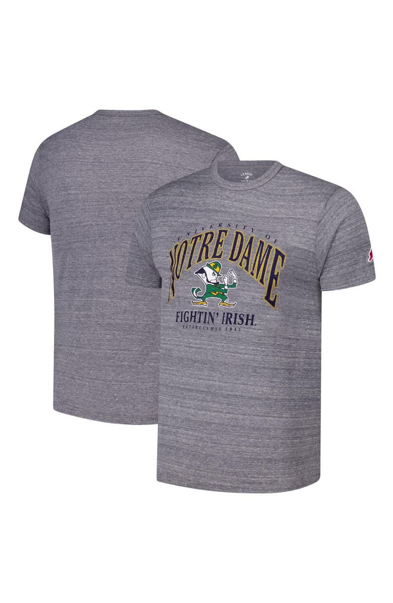 LEAGUE COLLEGIATE WEAR Men's League Collegiate Wear Heather Gray Notre Dame Fighting Irish Tall Arch 2.0 Victory Falls Tri-Blend T-Shirt, Main, color,