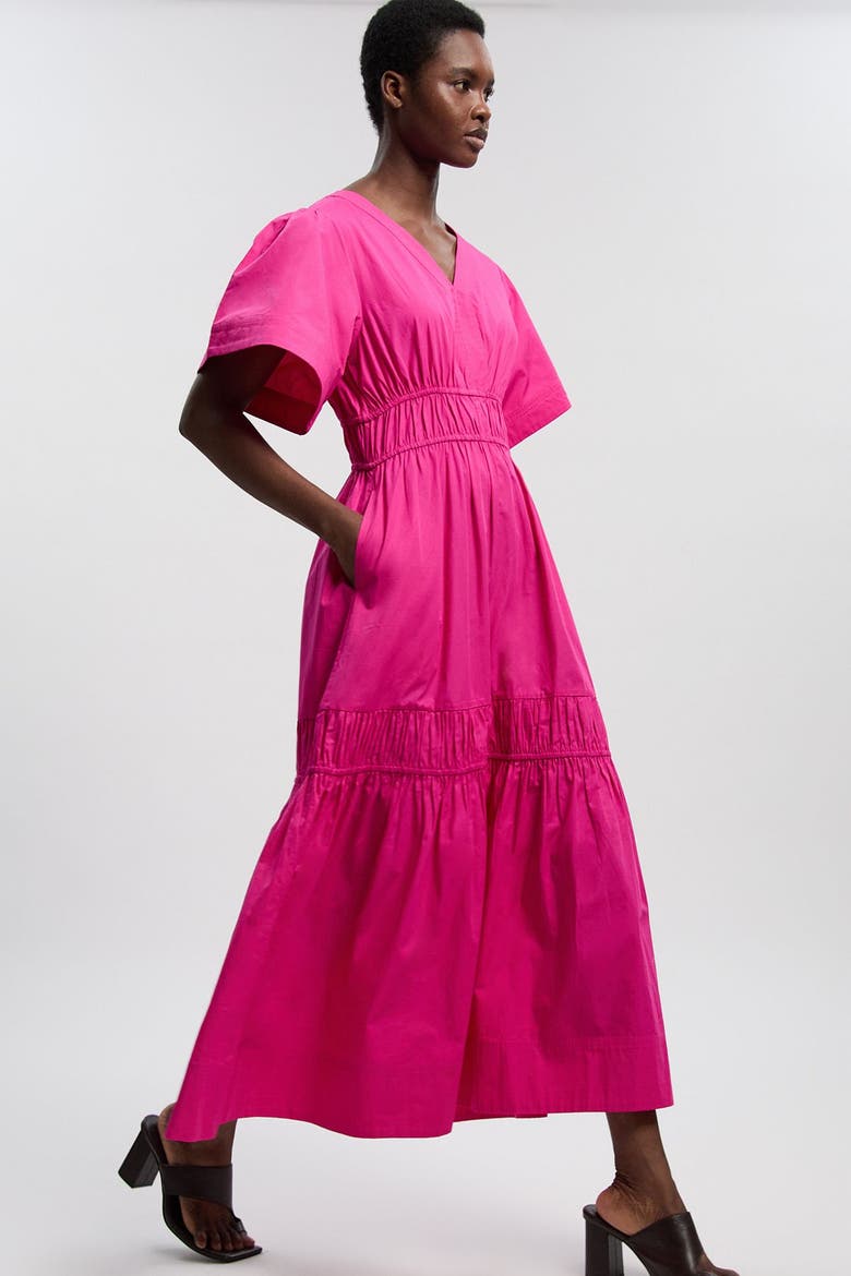 Tiered Cotton Maxi Dress, Alternate, color, Hot Pink