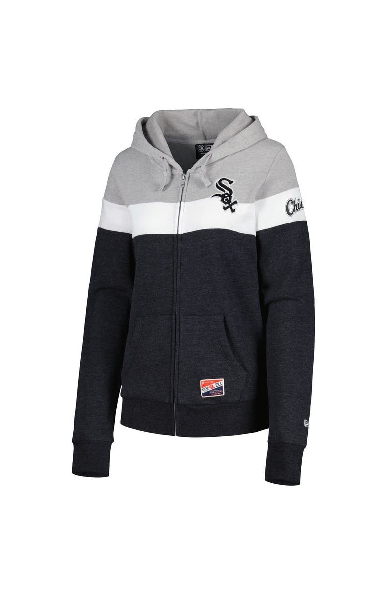 New Era Women's New Era Heather Black Chicago White Sox Colorblock Full-Zip Hoodie Jacket, Alternate, color, Heather Black