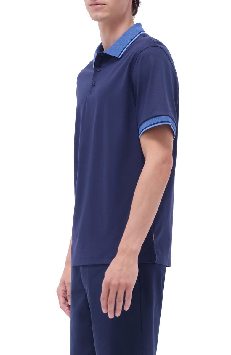 Bugatchi Tipped Pima Cotton Piqué Polo, Alternate, color, Navy