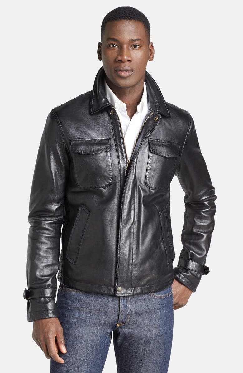 Todd Snyder 'Dean' Leather Jacket, Main, color, 