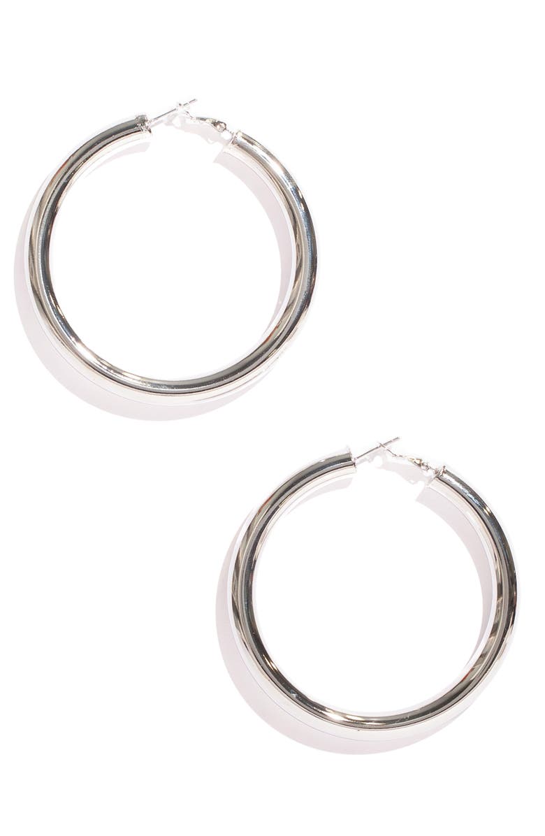 Hoop Mobb Baby Fat Hoop Earrings, Main, color, Silver