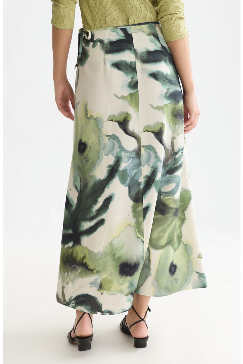 Print Ankle Length Skirt, Alternate, color, WATERCOLOURFLOWER BALSAM GREEN