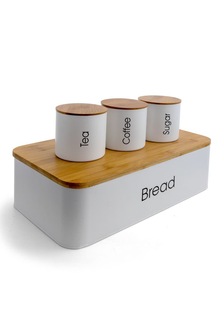 Kitchen Food Storage and Organization 4 Piece Canister Set, Alternate, color, White