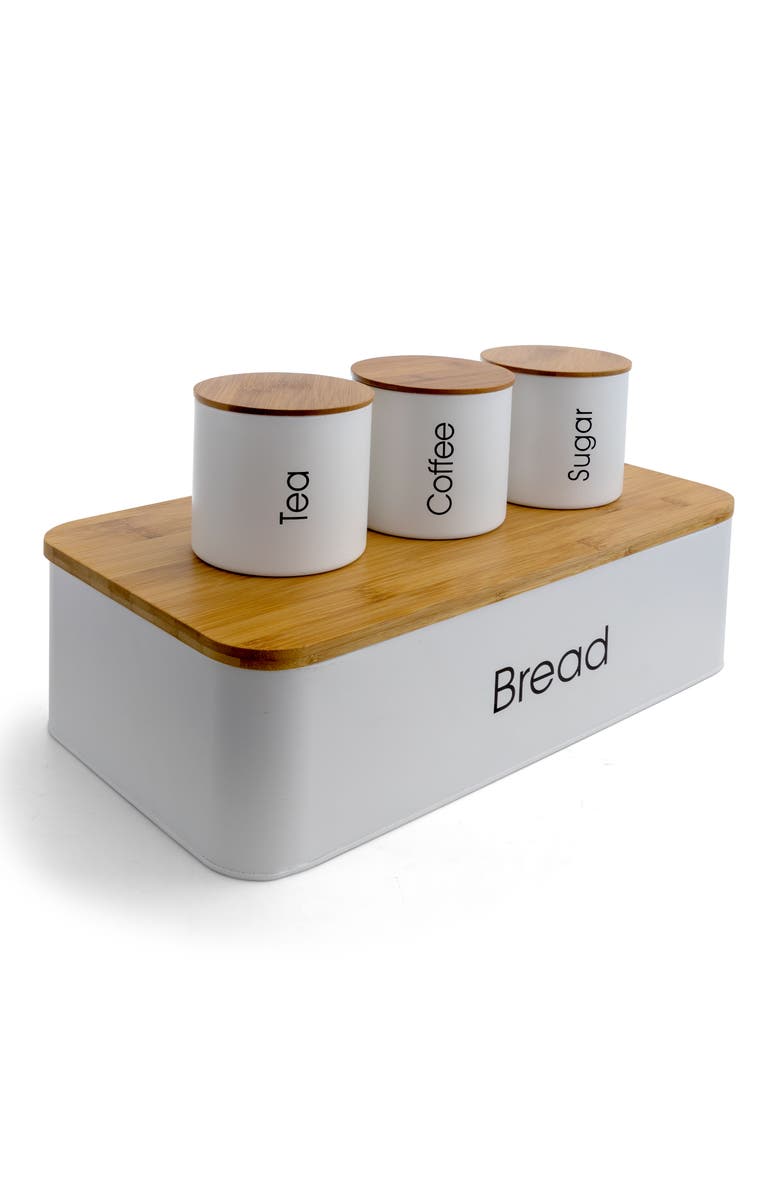 Megachef Kitchen Food Storage and Organization 4 Piece Canister Set, Alternate, color, White