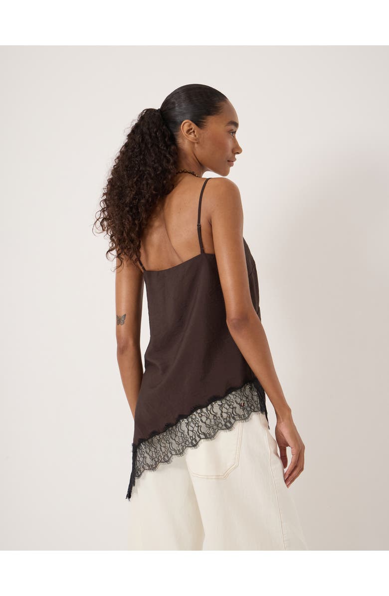 Hush Marnie Asymmetric Lace Trim Cami Top, Alternate, color, Dark Brown