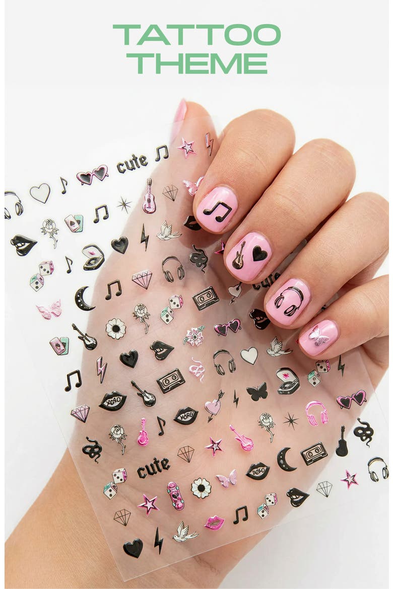 Kids' Glam Rock Nail Stickers, Alternate, color, PINK