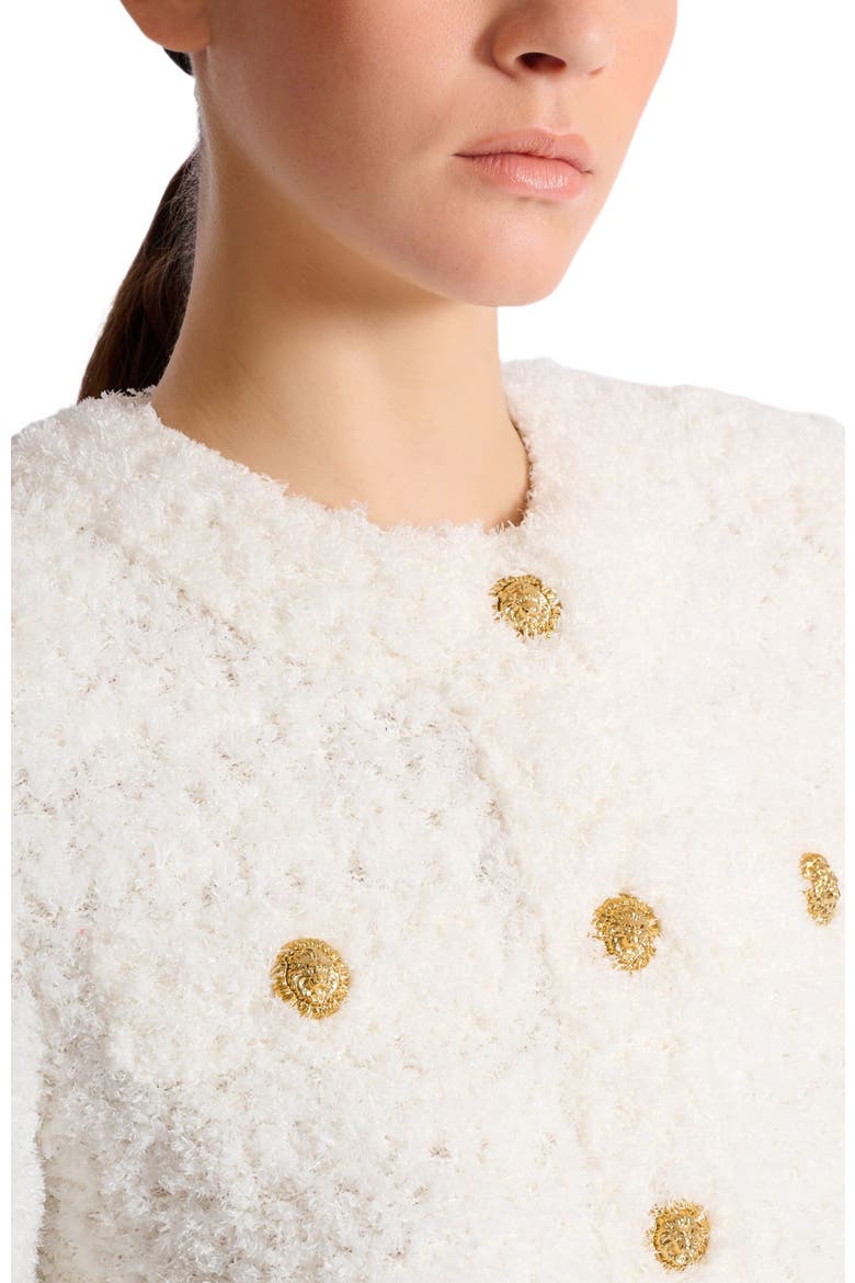 Cardigan in dotted tweed, Alternate, color, white