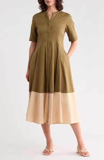 Front Seam A-Line Midi Dress