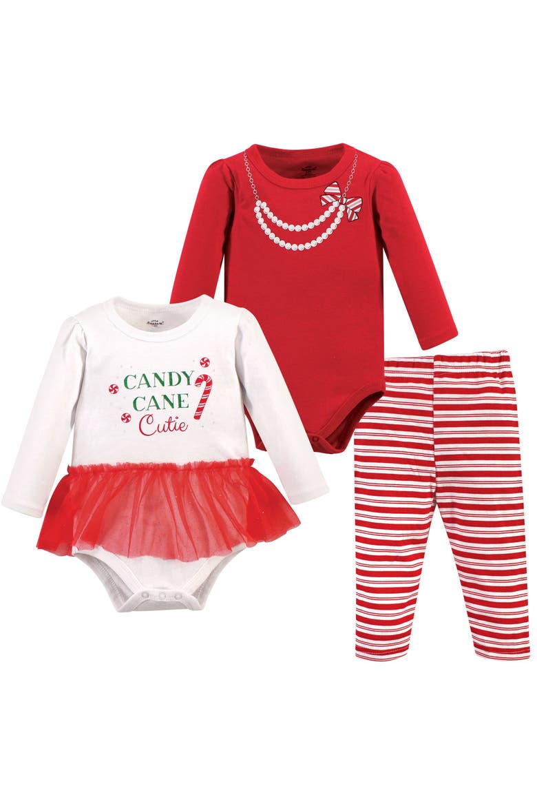3Pc Long Sleeve Bodysuit and Pant, Main, color, Candy Cane Cutie