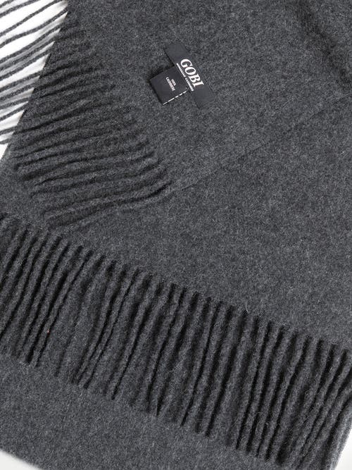 Gobi Mongolian Cashmere Cashmere Fringed Scarf In Charcaol