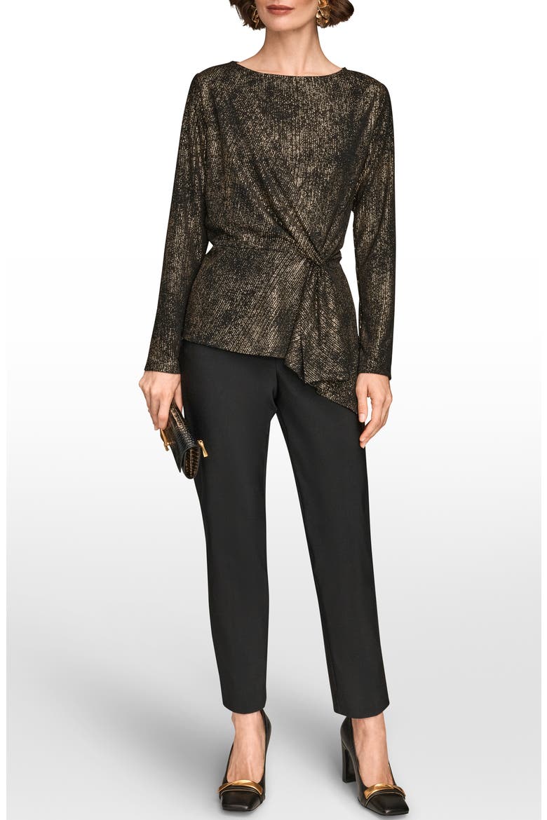 Metallic Long Sleeve Shirt, Alternate, color, BLACK/ GOLD