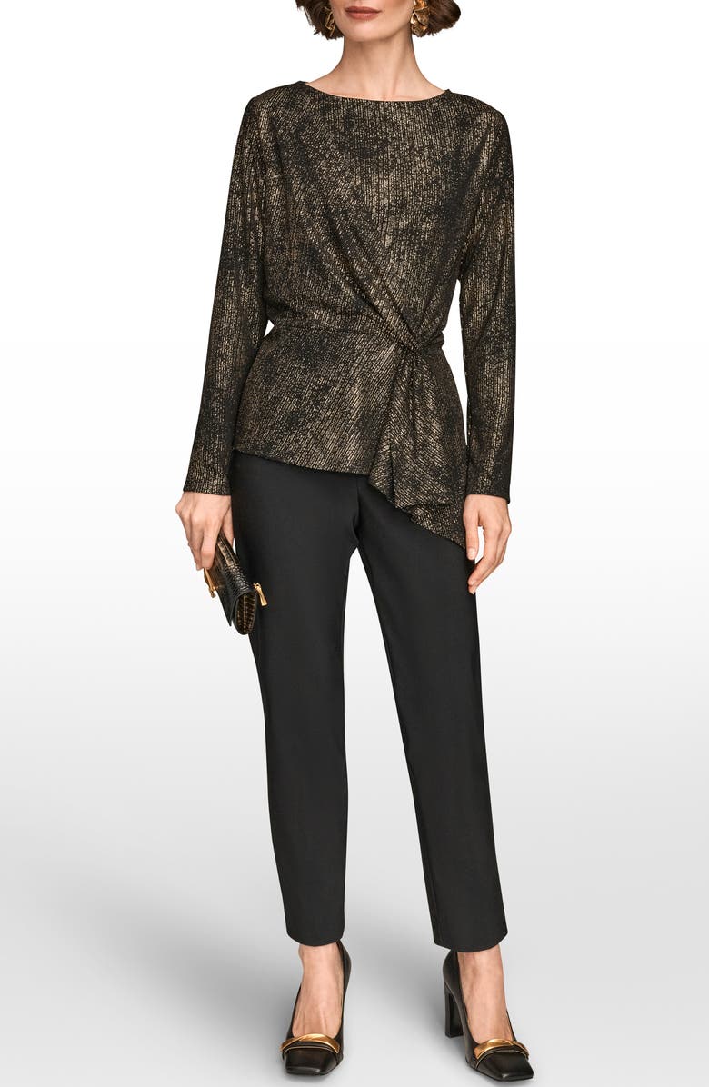 Donna Karan New York Metallic Long Sleeve Shirt, Alternate, color, Black/ Gold
