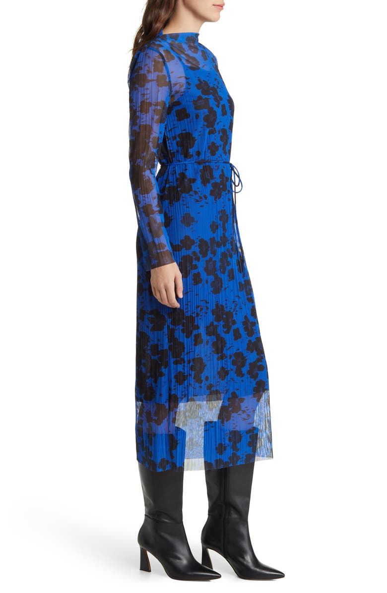 & Other Stories Floral Long Sleeve Mesh Midi Dress, Alternate, color,