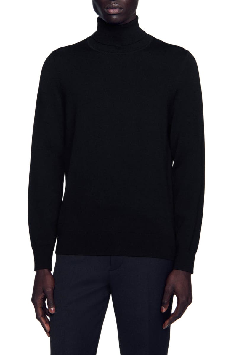 SANDRO Turtleneck wool sweater, Main, color, Black