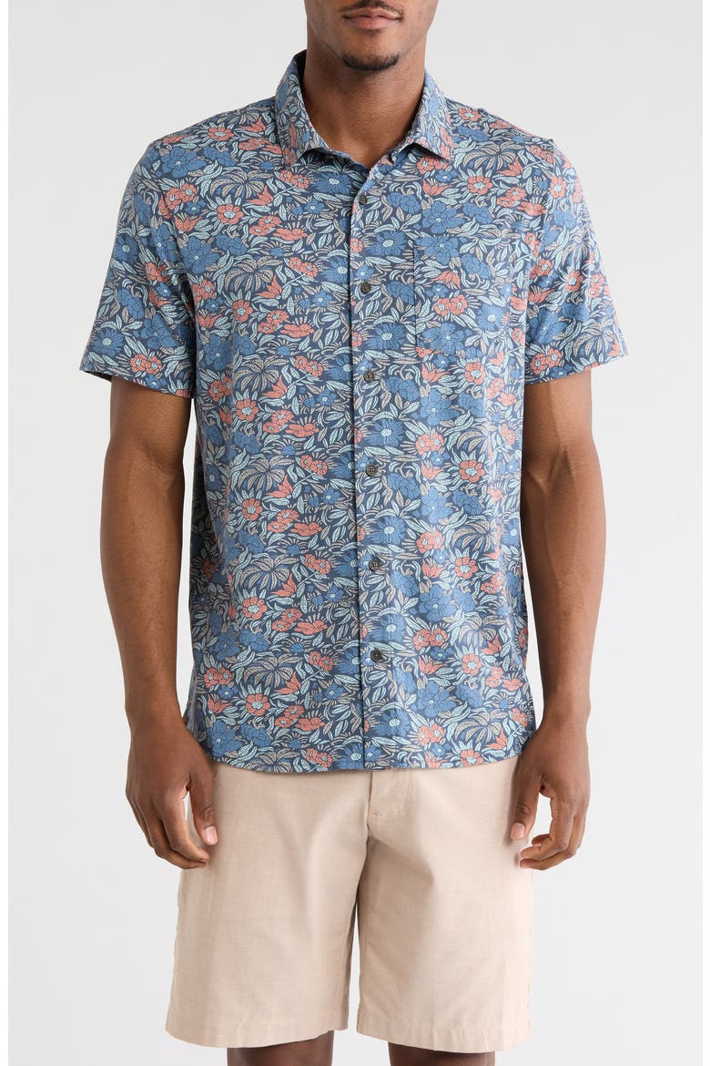 Day Cruise Short Sleeve Knit Button-Up Shirt, Main, color, MOOD INDIGO/ VINTAGE