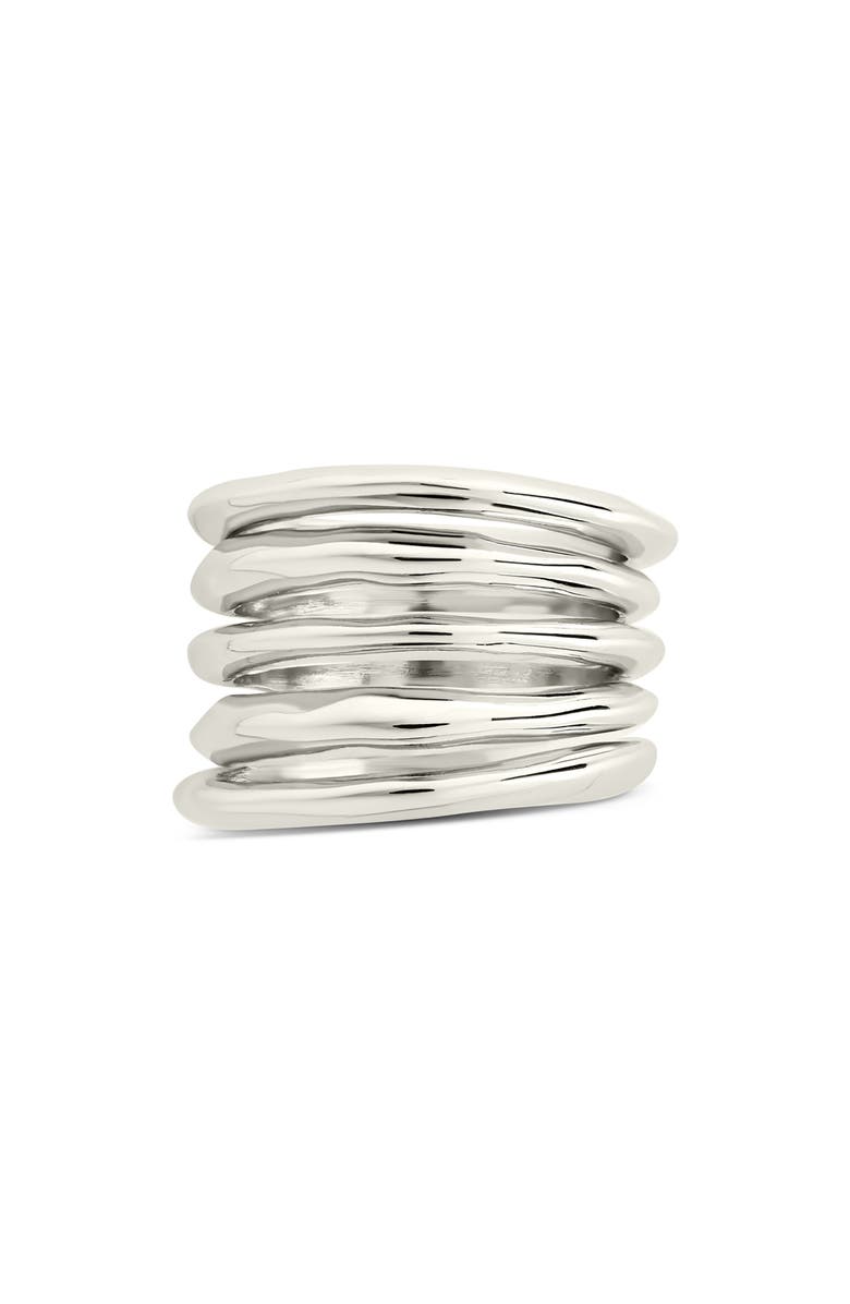 Sterling Forever Faye Textured Layered Band Ring, Alternate, color, Silver