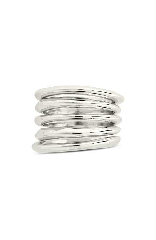 Sterling Forever Faye Textured Layered Band Ring In Silver