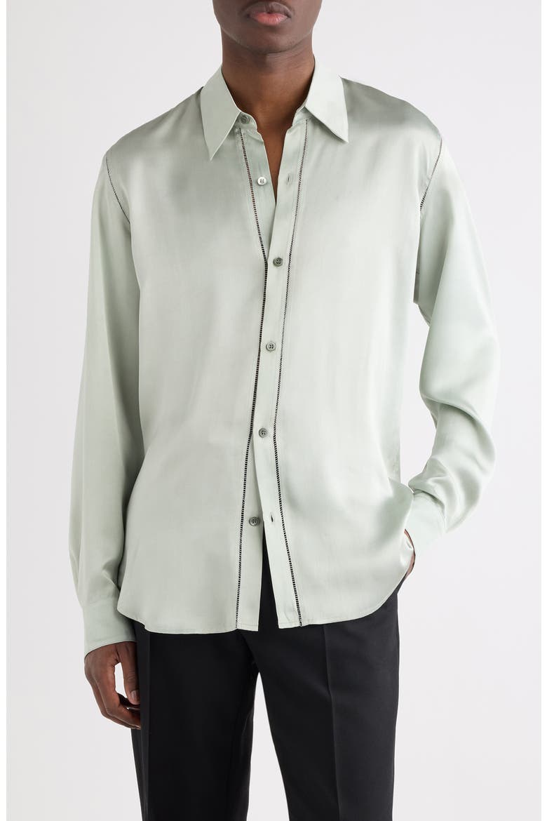 Carvies Silk Button-Up Shirt, Main, color, MINT