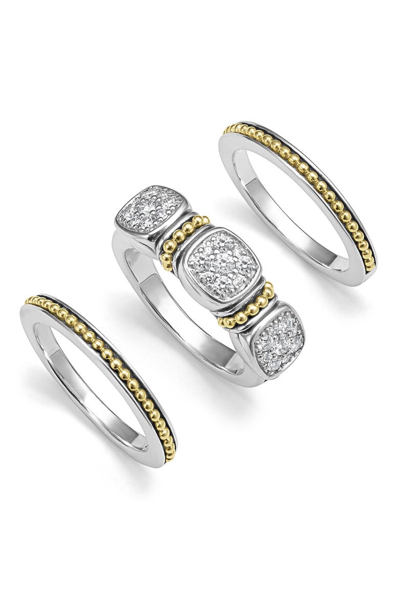 Rittenhouse Set of 3 Diamond Pavé Stacking Rings, Alternate, color, SILVER