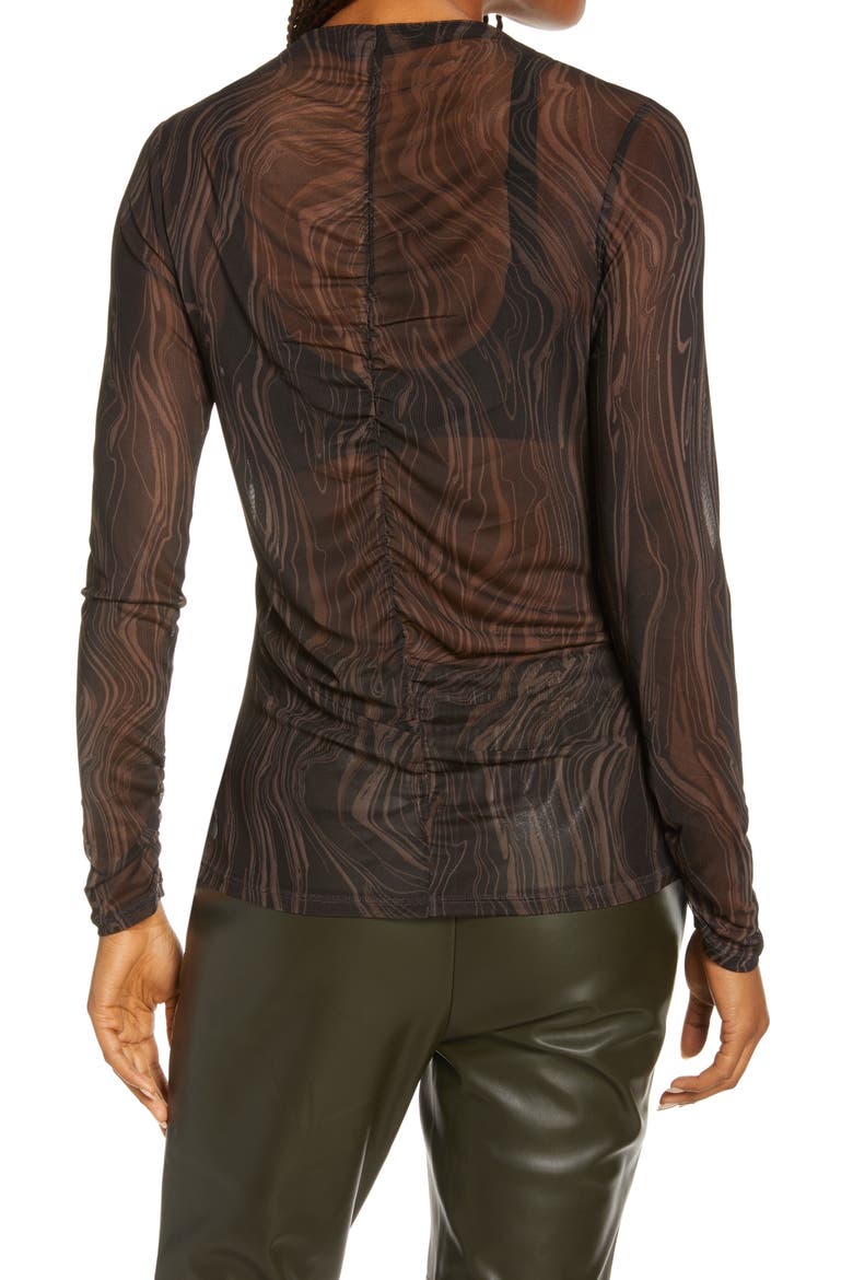 Women's Sheer Luck Long Sleeve Mesh T-Shirt, Alternate, color, BLACK SENAI PRINT