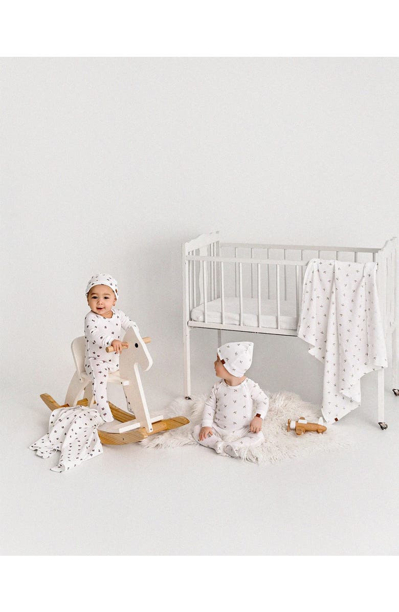 MiniMoi 3 Piece Baby Ribbed Cotton Rich Footie Set, Alternate, color, Winter White