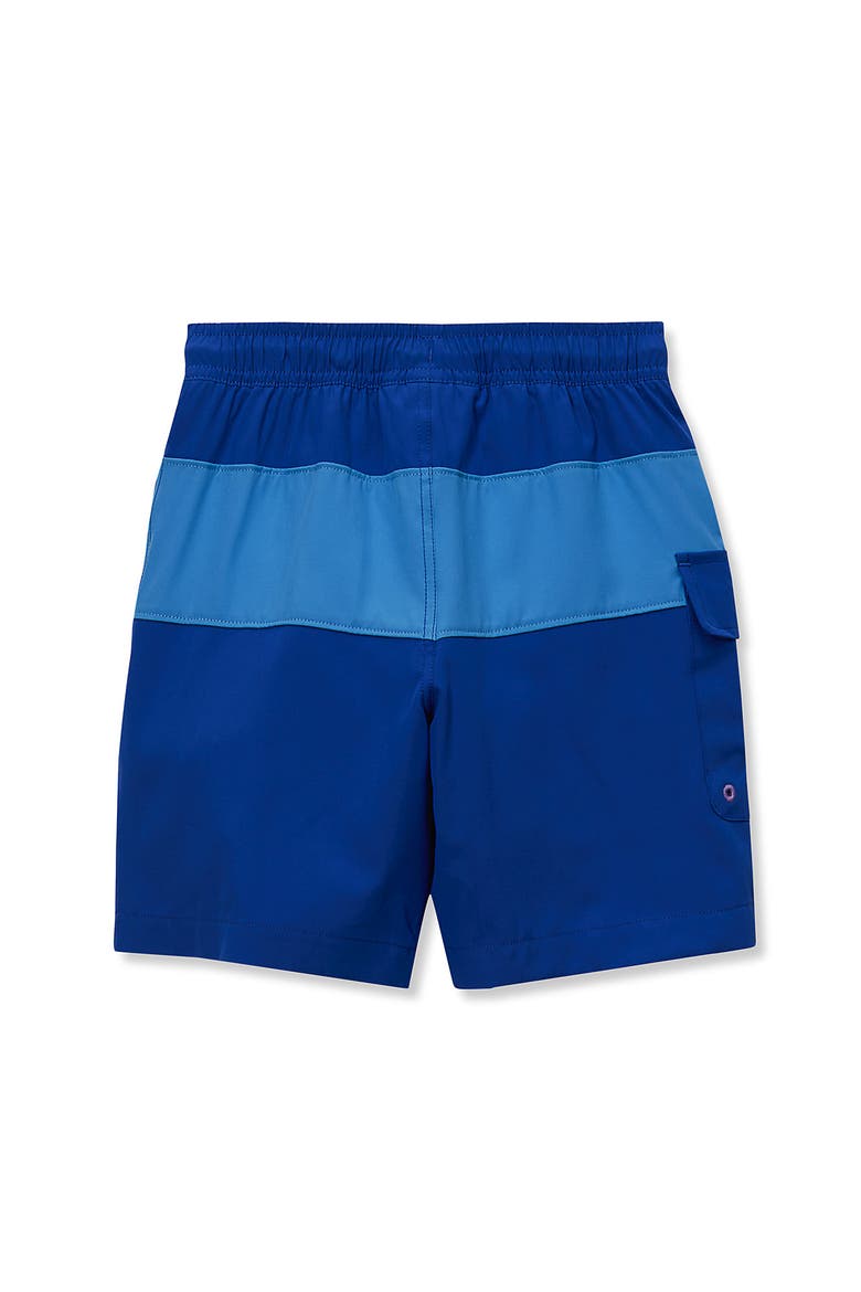 Boys Chlorine Resistant Colorblock Hydroliner Board Swim Trunks, Alternate, color, Nautical Blue Colorblock