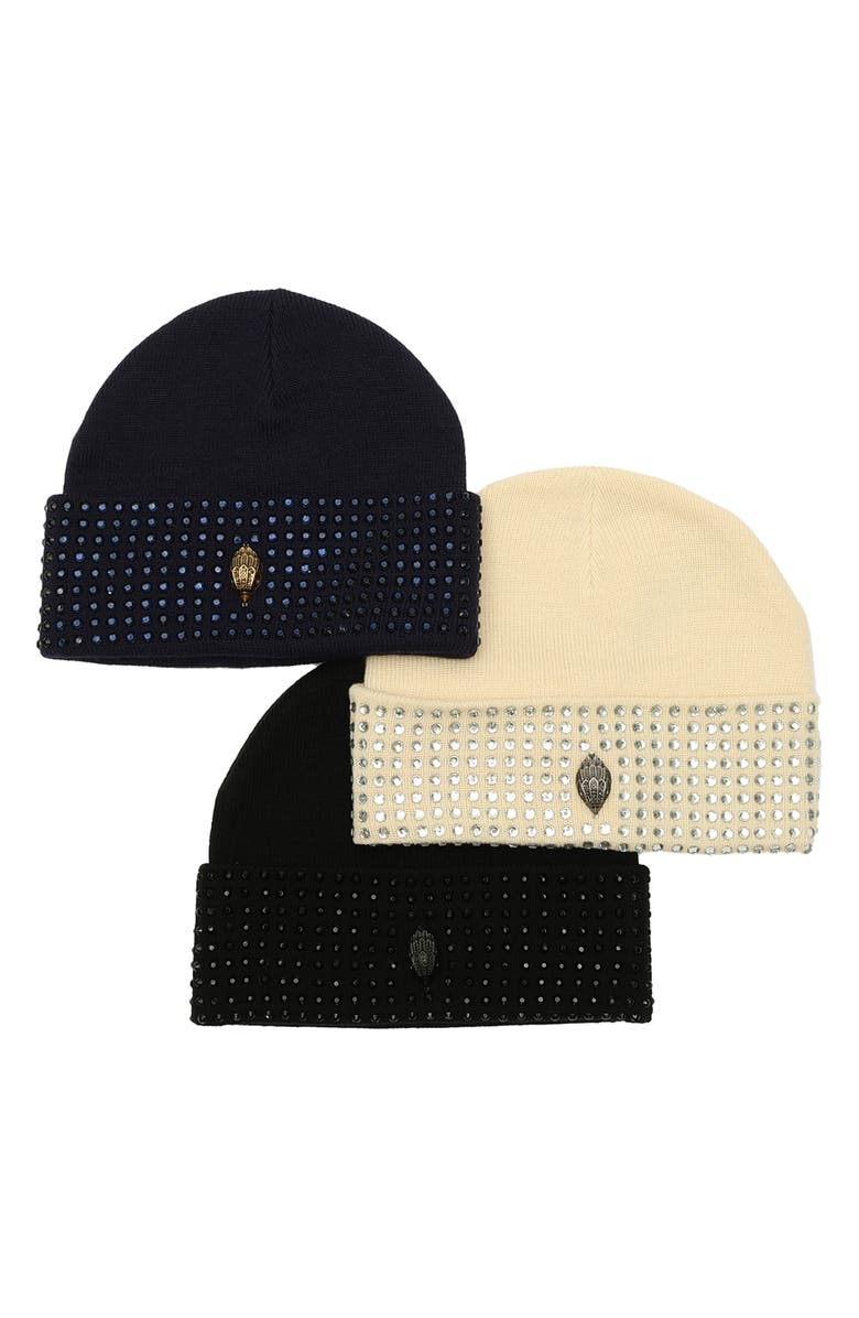 Kurt Geiger London Crystal Cuff Beanie, Alternate, color, Bone