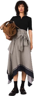 maje Printed two-tone dress