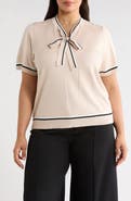 Adrianna Papell Double Tip Tie Neck Sweater