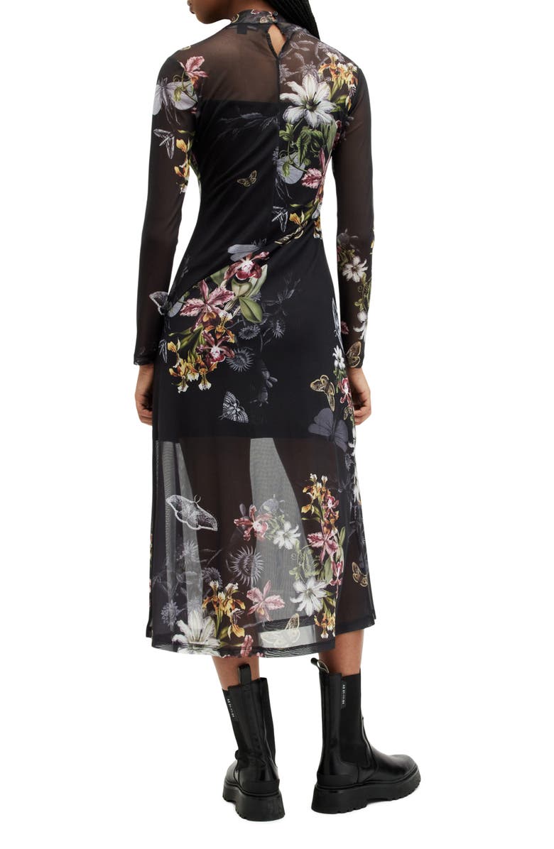 AllSaints Hanna Sanibel Floral Print Long Sleeve Mesh Maxi Dress, Alternate, color, 