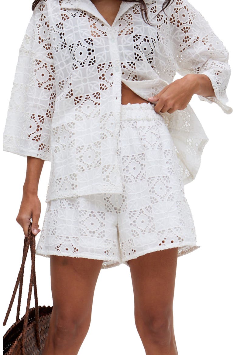 Shelli All Over Broderie Anglaise Shorts, Main, color, White